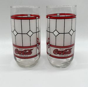 Vintage Coca Cola Glasses Set of 2 Tiffany Frosted Glasses